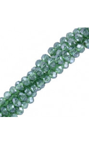 Faceted glass beads 3x2mm disc - Lake green-pearl shine coating